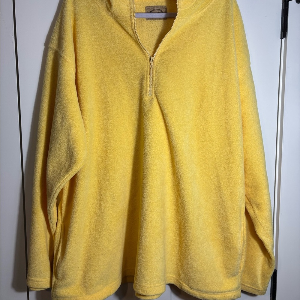 St. John's Bay Heavyweight Yellow Fleece 1/4 Zip Yellow Size XL Hoodied